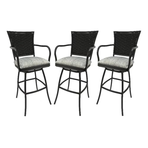 Set of 3 - Outdoor Indoor Extra Tall 34" Bar Stool - Erin on Black Frame