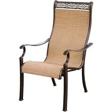 Hanover Monaco 7-Piece Outdoor Dining Set with Glass-Top Table and PVC Sling Chairs Tan