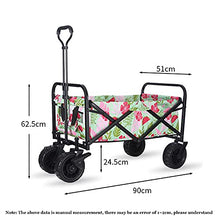 Push-Pull Foldable Garden Cart Portable and l Outdoor Wagon for Kids Heavy Campsite Shopping Carts for Groceries Suitable Forpicnic Beach Camping (Yellow)