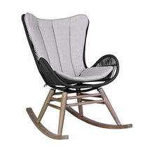 Armen Living Fanny Outdoor Patio Rocking Chair in Light Eucalyptus Wood and Charcoal Rope
