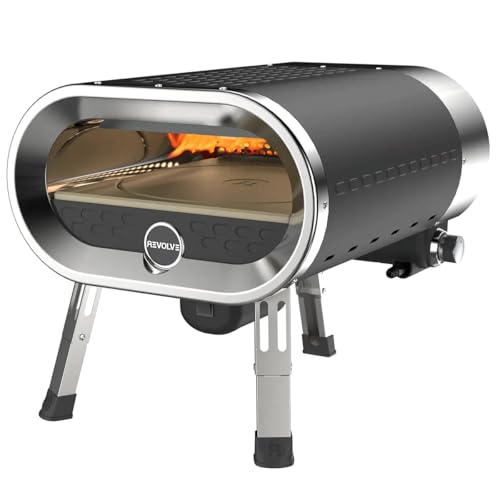 Portable Outdoor Gas Pizza Oven with Rotating Stone by Revolve