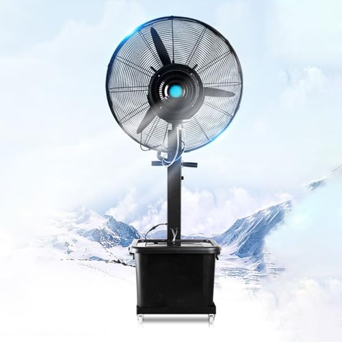 WNGJZZYC 22in/28in/32in Patio Misting Fans, Outside Pedestal Cooling Fan, with 40L Tank & 3-Speed Settings, 90° Degree, Standing Fan for Residential Greenhouse Outdoor(55cm/22in)