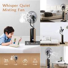 GAZOGJ 18" Misting Fan, Oscillating Stand Fan with Timer, Art Deco Floor Fan, 3-Speed Digital Control, LCD Display, 5 Blades, Remote Control, Easy Movement with Caster Whee