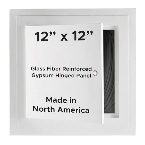 Best 12” x 12” Hinged Gypsum Access Panel with Glass Fiber Reinforced Square Corner, Light Weight Wall & Ceiling Access Panel, Easily Textured Access Door, No Shrinkage & Cracking, BA-GRG-HG-SC