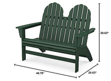 POLYWOOD Vineyard Adirondack Bench Green - 2 Person Curved Back Outdoor Garden Bench - Heavy Duty HDPE Patio Furniture - 48 Inch Wide Seating for Deck, Porch & Backyard