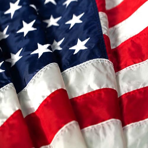American Flag 20x30 Made in USA – Heavy Duty Outdoor US Flag Premium 200D SolarMax Nylon, Applique Stars & Sewn Stripes, Durable Canvas Header with Rope and Thimbles – Collins Flags