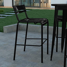EMMA + OLIVER Black Armless Stacking Bar Stool, 2-Pack