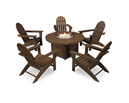 POLYWOOD Vineyard 6-Piece Adirondack Chair Conversation Set with Fire Pit Table
