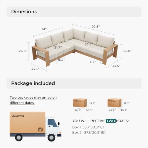 Acanva Ciela L-Shaped Aluminum Outdoor Patio Sofa