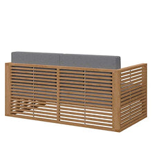 Modway Carlsbad Modern Teak Wood/Fabric Patio Loveseat Natural Gray