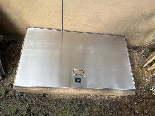 ZAQYCM Crawl Space Floor Access Door with Lock and Handle, Recessed Sewer Manhole Cover Yard Patio Garden, Customizable Egress Basement/Window Well Covers Outside(WxL 24x37in)