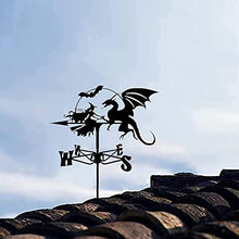 Weather Vane Dragon and Witch Stainless Steel Weathervane Durable Retro Farm Scene Garden Stake Weathercock Measuring Tools for Patio Yard Decoration (Dragon 1) (Dragon and Witch)