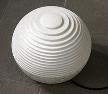 HomeRoots Sandstone 14" X 12" White Round Outdoor Ball with Lines and Light