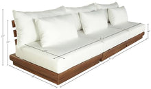 Meridian Furniture 111White-S3B Mirella Collection Modern | Contemporary Outdoor Patio 3pc. Modular Sofa with Solid Teak Frame, Water Resistant Fabric, 111" W x 38" D x 27" H, White