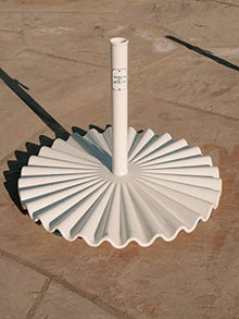 Business & Pleasure Co. The Clamshell Base - Outdoor Patio Umbrella Base - Antique White, 55lbs