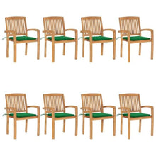 QINXIXINAIXI Stacking Patio Chairs with Cushions 8 pcs Solid Teak Wood Outdoor Chair Backyard Furniture Patio Seating for Outdoor Deck