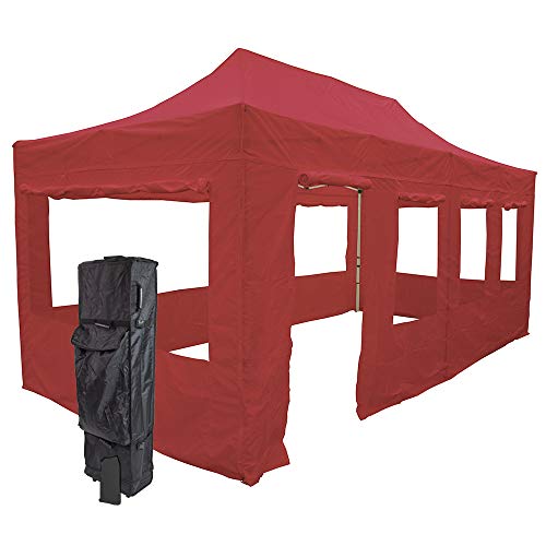 Vispronet 10x20 Steel Canopy Tent Kit Red - Wind Resistant Up to 25mph, Includes Walls and Accessories
