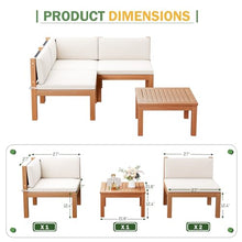 Devoko 4 Pcs Acacia Wood Small Patio Sectional Coach Sofa 54'' L x 54''W
