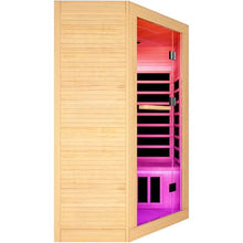 2-3 Person Corner Infrared Sauna Cabin 2180W Home Dry Steam Sauna with Colorful Lights and Bluetooth Speaker, Low Electromagnetic Radiation Canadian Hemlock Wood Dimensions 47.2 x 47.2 x 74.8 inches