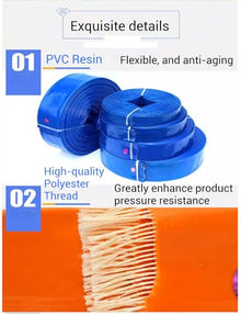 WXQAMZDM Heavy Duty Reinforced PVC Lay Flat Discharge and Backwash Hose for Swimming Pool Water Transfer Pump (Blue 75mm/3in)