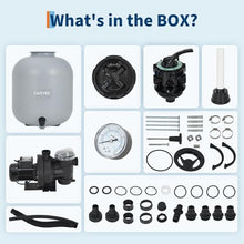 MERXENG 19" Sand Filter Pump for Above Ground Pool with Timer, 1.5HP 6075GPH Swimming Pool Pump & Sand Filter System with 7-Way Valve & Strainer Basket, Pool Pumps Above Ground, Grey