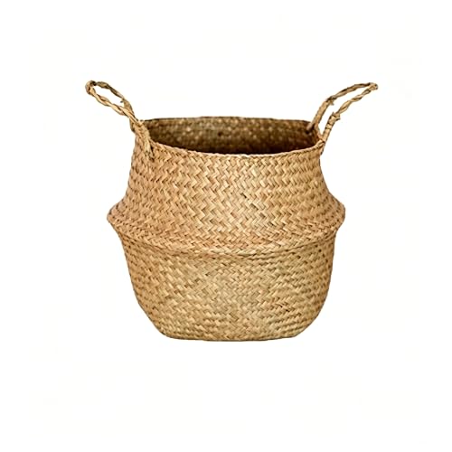 YDJIANCAI 1 Pcs Woven Seagrass Baskets, Boho Natural Plant Pot with Handles Round Decorative Wicker Indoor Planter for Home Outdoor Tree Planters Decor(Size:XXL)