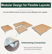 Crysthyuan Outdoor Deck Platform with Adjustable Feet, Raised Patio Flooring Base, Composite Garden Deck Panel for Umbrella Seating, Backyard and Camping Use
