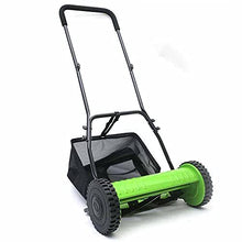 JOMRTS Hand Push Reel Mower, Manual Lawn Mower with Collection Bag, 4 Position Height Adjustment, Lightweight Walk-Behind Lawn Sweeper,12inch, Green