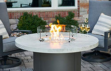 Outdoor GreatRoom Co Propane Fire Pit Table - Beacon Gas Fire Pits for Outside Patio - 48 Inch Round Concrete Firepit Fire Table with Matching Tabletop Cover, Powder-Coated Metal Base - White/Grey