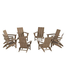 WO WESTIN OUTDOOR 8-Piece Folding Poly Lumber Adirondack Chairs Weathered Wood