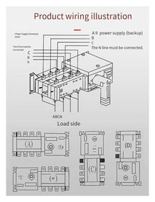 MGMYVDDGVW Dual Power Supply Automatic Transfer Switch 4P 63A/100A/250A/630A Three-Phase Four-Wire Isolation Switching Switch(MCQ5-2000/4P 2000A)