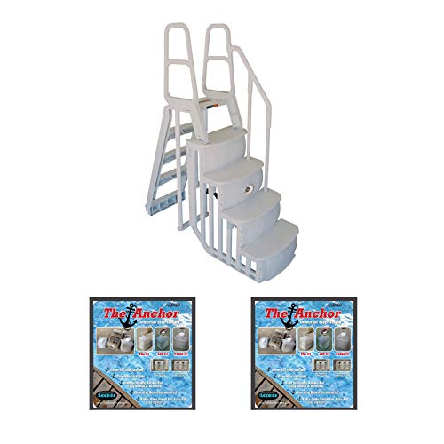 Main Access Smart Step System (Taupe) for Above Ground Swimming Pools with 2 Anchor Sand Weights