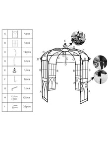 Romantic 8.8FT Black Birdcage Arbor - Metal Wedding Arch & Garden Pergola for Climbing Plants, Outdoor Ceremony Backdrop, Sturdy Patio & Backyard Decor