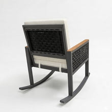 East Green Linden Teak and Aluminum Rocking Chair with Cushions - Modern Outdoor Rocker Made with Premium Weather-Resistant Materials