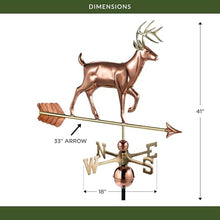 Good Directions Proud Buck/Deer Copper Weathervane, Includes Adjustable Roof Mount for Easy Installation - Hand-Polished Copper