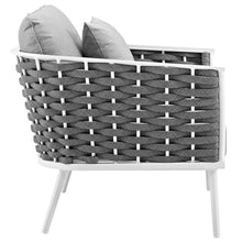Modway Stance Outdoor Patio Woven Rope Two Dining Arm Chairs with Cushions in White Gray