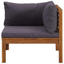 hliofuir Modular Outdoor Patio Sectional Acacia Wood Loveseat 27.2 in Cube Couch with UV Cushions Dark Grey Dining Set for Garden Balcony Porch Sunroom and Indoor Living Spaces