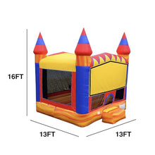 JumpOrange Commercial Grade Turbo Blaze Bounce House 13'x13' Red/Yellow/Blue Fire Marble Vinyl