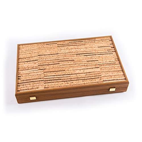 WE Games Luxury Cork & Wooden Backgammon Set 19" Handcrafted Greece Multicolored