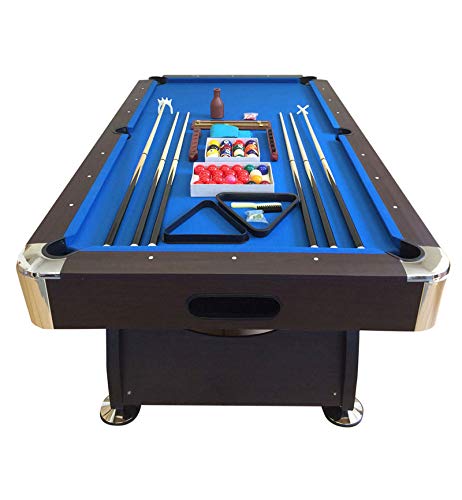 SIMBASHOPPING USA 8' Feet Billiard Pool Table Vintage Blue with Automatic Ball Return System