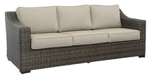 Steve Silver Furniture Jones Patio Sofa, w/All-Weather HDPE Resin Wicker, UV Inhibitors, and Plush Seating in Brown, Patio Couch for Porch, Deck, Backyard, 36.6" D x 84" W x 31.5" H, Brown, Beige