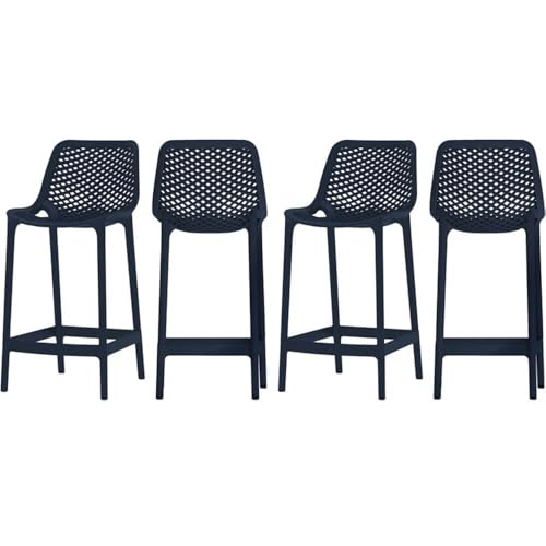 Afuera Living Outdoor Stool Set of 4, 38" Plastic Navy Finish, Stackable Weather Resistant Contemporary Design, Indoor/Outdoor Use Patio or Counter Seating