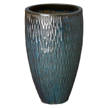 Emissary - Tall Rd Texture Pot Lg, 21" Wx35 H Teal Stoneware Round Planter with High-fire Treatment