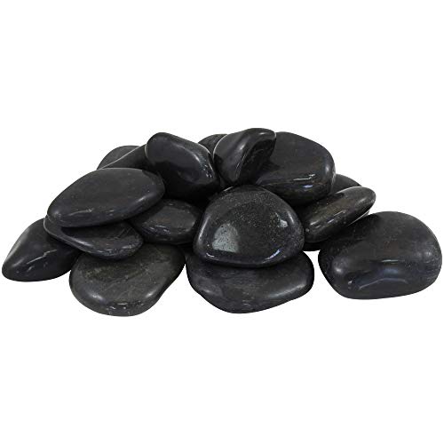 MARGO GARDEN PRODUCTS Rainforest Super Polished Pebbles 2200 lb Super Sack Medium Black
