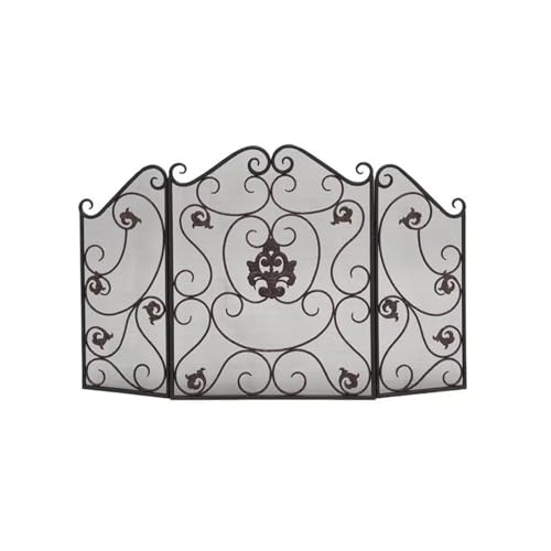 Fireplace Screen Black European Style Metal Fireplace Screen Hollow Divider with Mesh Fireplace Guard Mesh Fence Fire Retardant Foldable Fireplace Screen