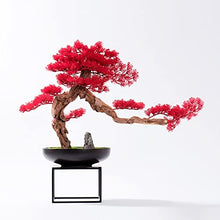 Artificial Bonsai Artificial Bonsai Tree Red Simulation Welcome Pine Micro Bonsai Decoration Modern Office Living Room Corridor Decoration 22.4 Inches for Home Office