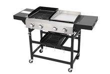 SWLJKU 2 Burner Gas Grill with Plancha Combo, 38,240 BTU Outdoor BBQ Grill, Stainless Steel Burners & Cast Iron Grids, 470 sq.in Grilling Area + 248 sq.in Teppanyaki Griddle