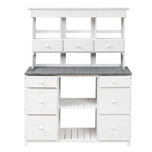 LEJUNMEISS Outdoor Gardening Table Potted Plants Bench Country Chic Garden Potting Bench Multiple Drawers and Shelves for Easy Storage, Suitable for Backyard Patios and Greenhouses