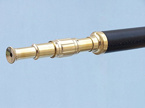 Hampton Nautical Brass-Leather Galileo Telescope 65" Gold