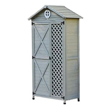 DFEDHF Outdoor Garden Patio Wooden Storage Cabinet with Adjustable Shelf Gray Color Potting Bench with Metal Top Garden Tool Storage Cabinet (Gray)